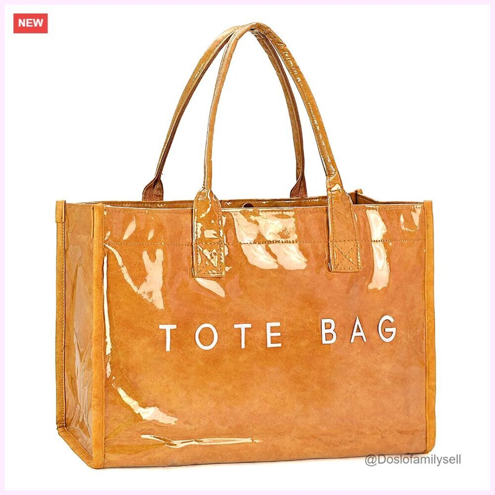 PVC Tote Bag Large Work Purse Letter Print Shoulder Hobo Handbag